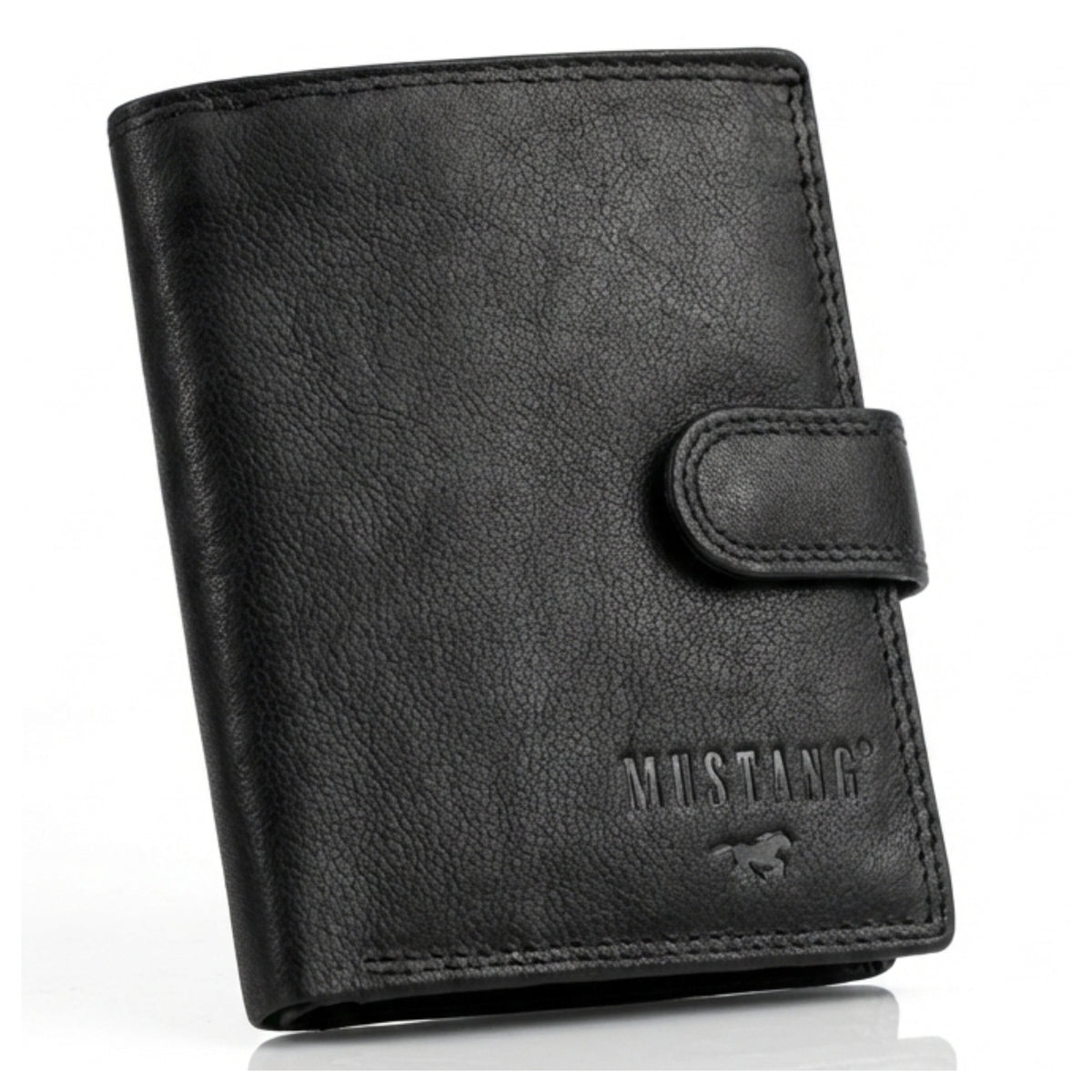 Męski Portfel Skórzany Czarny Mustang Denimo Wallet