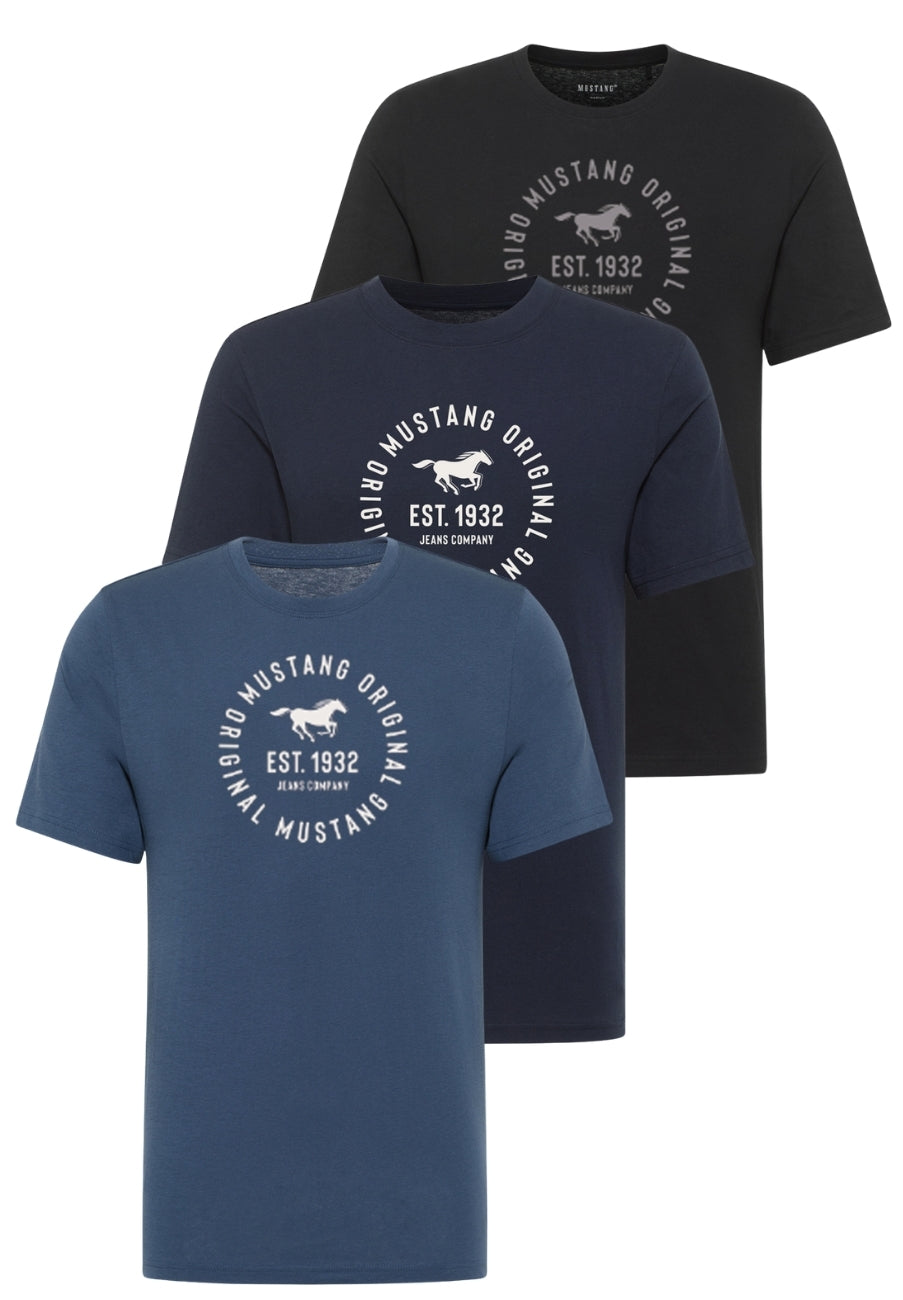 3 Pak Koszulek T-Shirt Mustang Style Alex Niebieski Granatowy Czarny 1017992