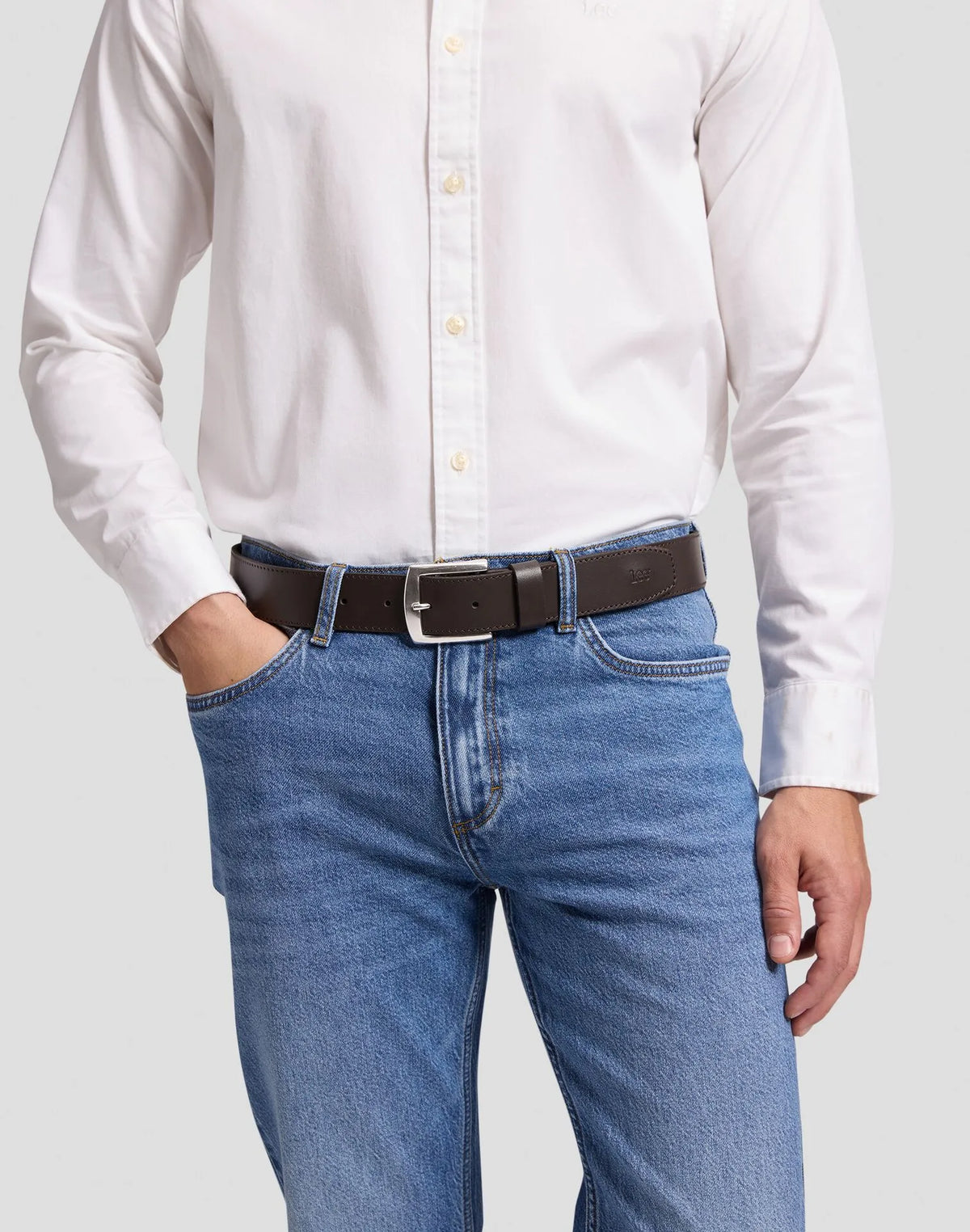 AKCESORIA MĘSKIE LEE BELT DARK BROWN 112388308