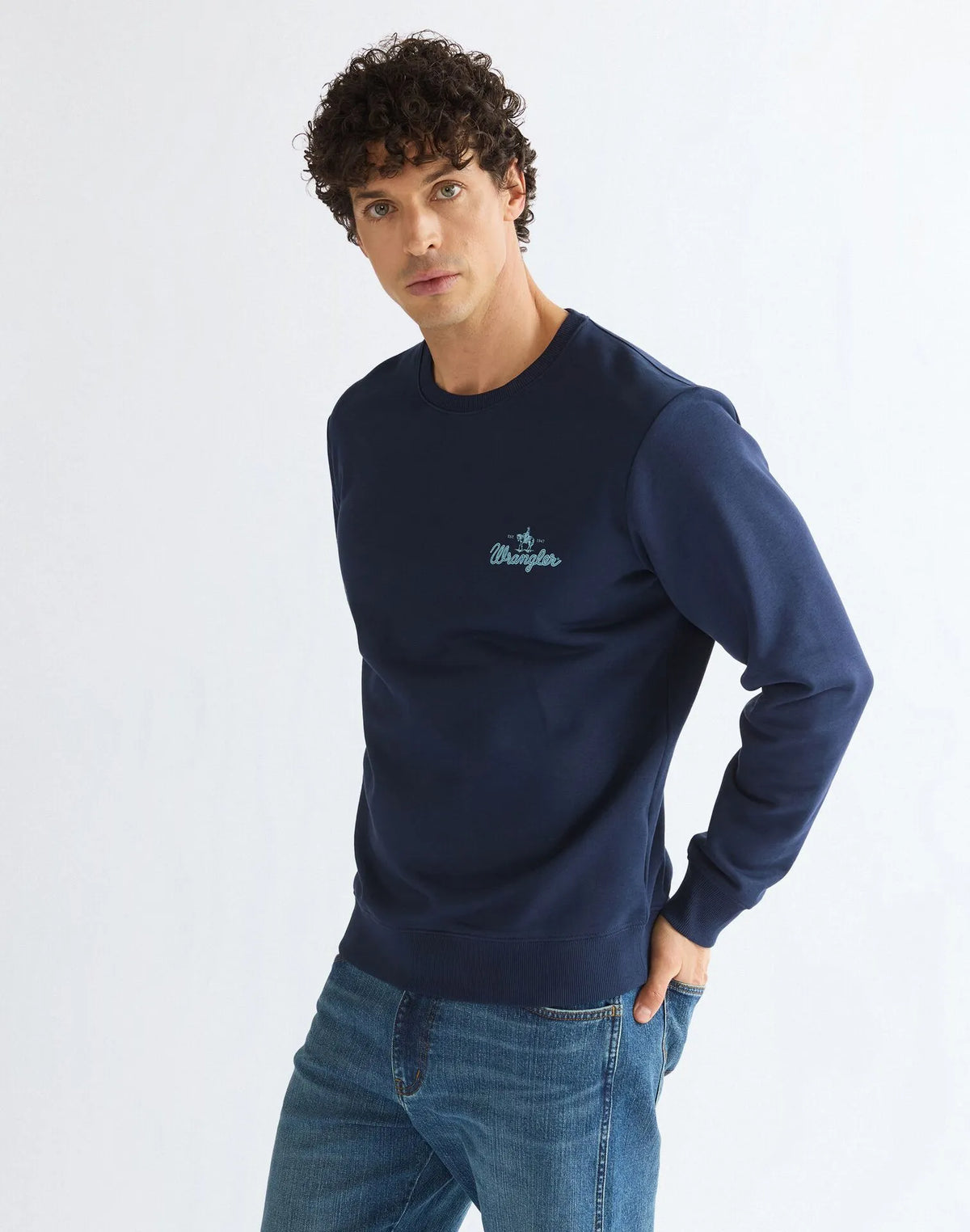 BLUZA MĘSKA WRANGLER AMERICANA CREW BLACK IRIS 112387806