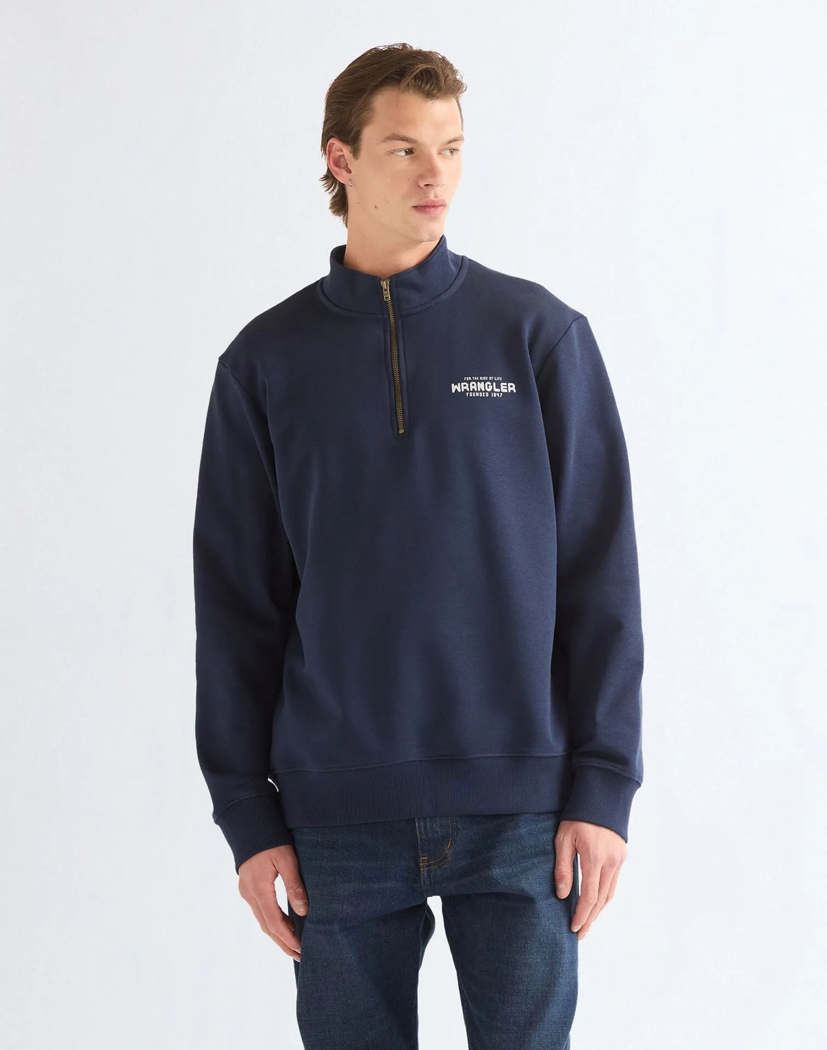 BLUZA MĘSKA WRANGLER FUNNEL NECK ZIP BLACK IRIS 112387807