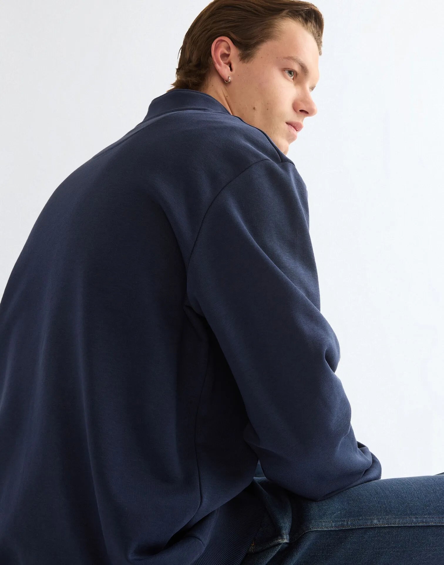 BLUZA MĘSKA WRANGLER FUNNEL NECK ZIP BLACK IRIS 112387807