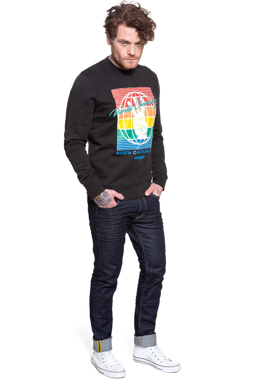 BLUZA WRANGLER GLOBE SWEAT FADED BLACK W6C5HXXV6 112130708