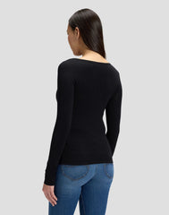 BLUZKI DAMSKIE LEE LS BOAT NECK TEE BLACK 112386181