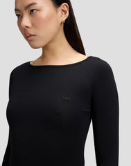 BLUZKI DAMSKIE LEE LS BOAT NECK TEE BLACK 112386181