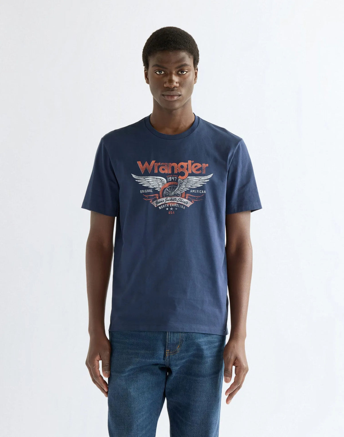 BLUZKI MĘSKIE WRANGLER AMERICANA TEE BLACK IRIS 112387008