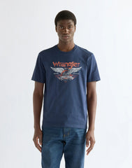 BLUZKI MĘSKIE WRANGLER AMERICANA TEE BLACK IRIS 112387008