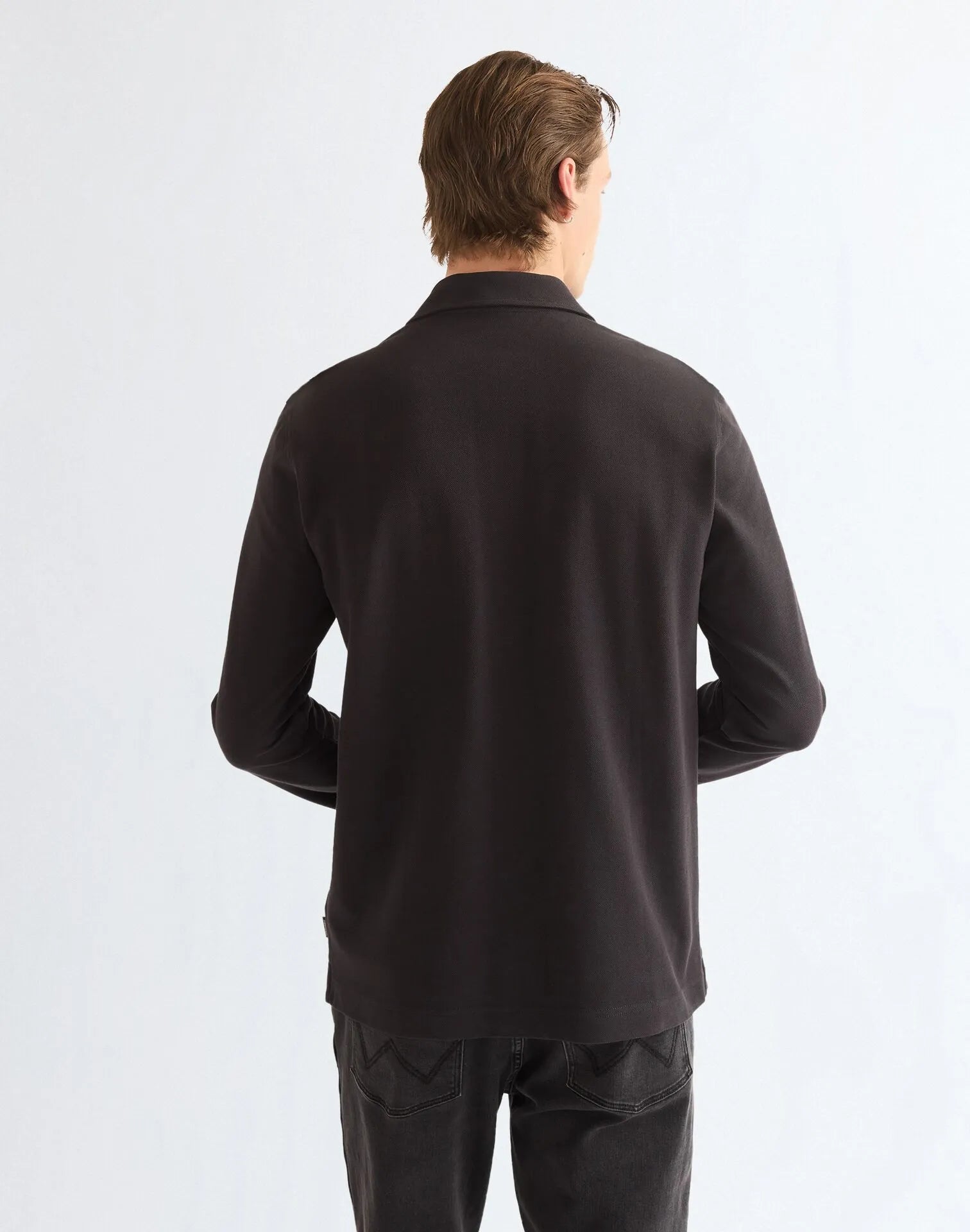 BLUZKI MĘSKIE WRANGLER LS POLO SHIRT CAVIAR 112386983