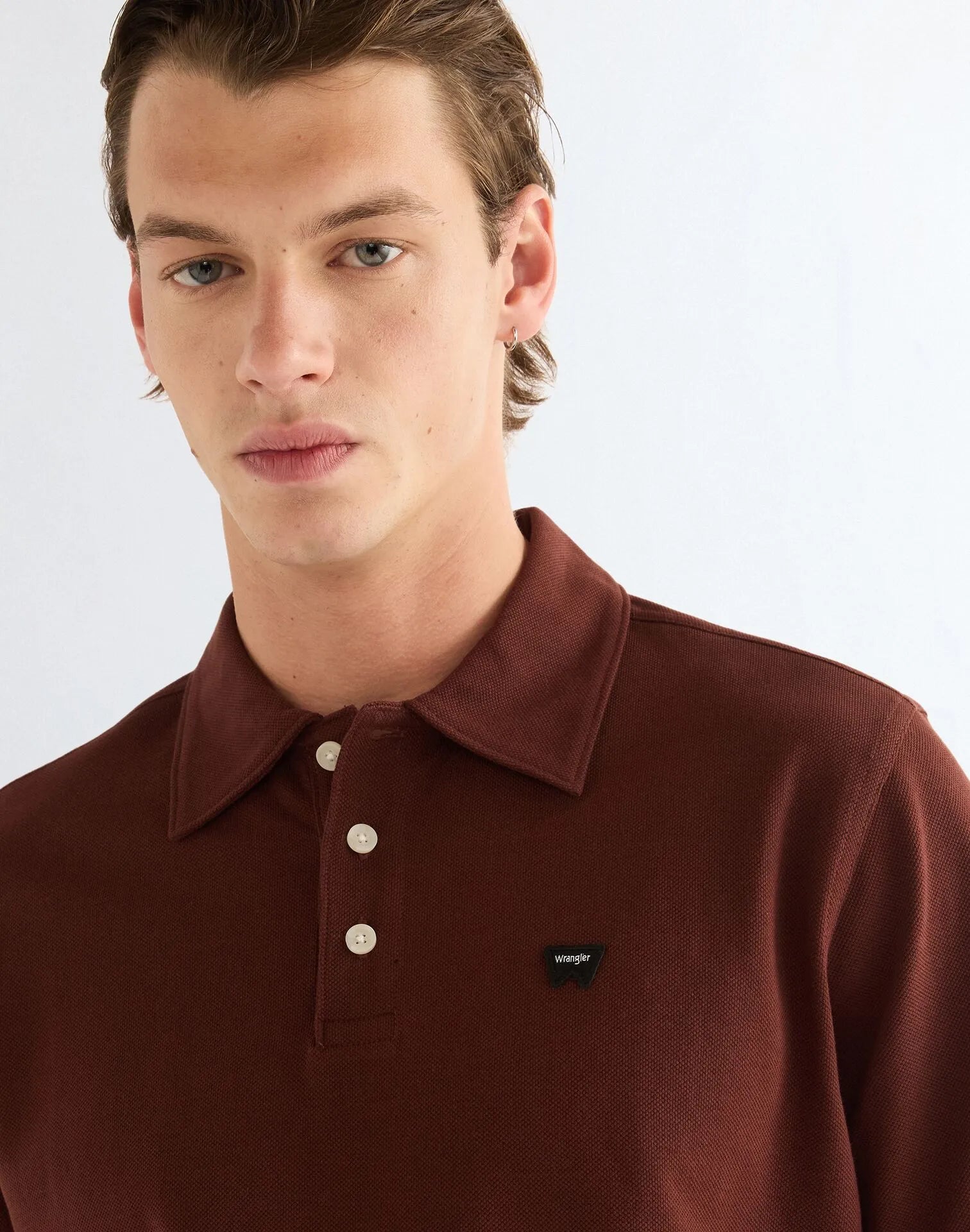 BLUZKI MĘSKIE WRANGLER POLO SHIRT BITTER CHOCOLATE 112386986