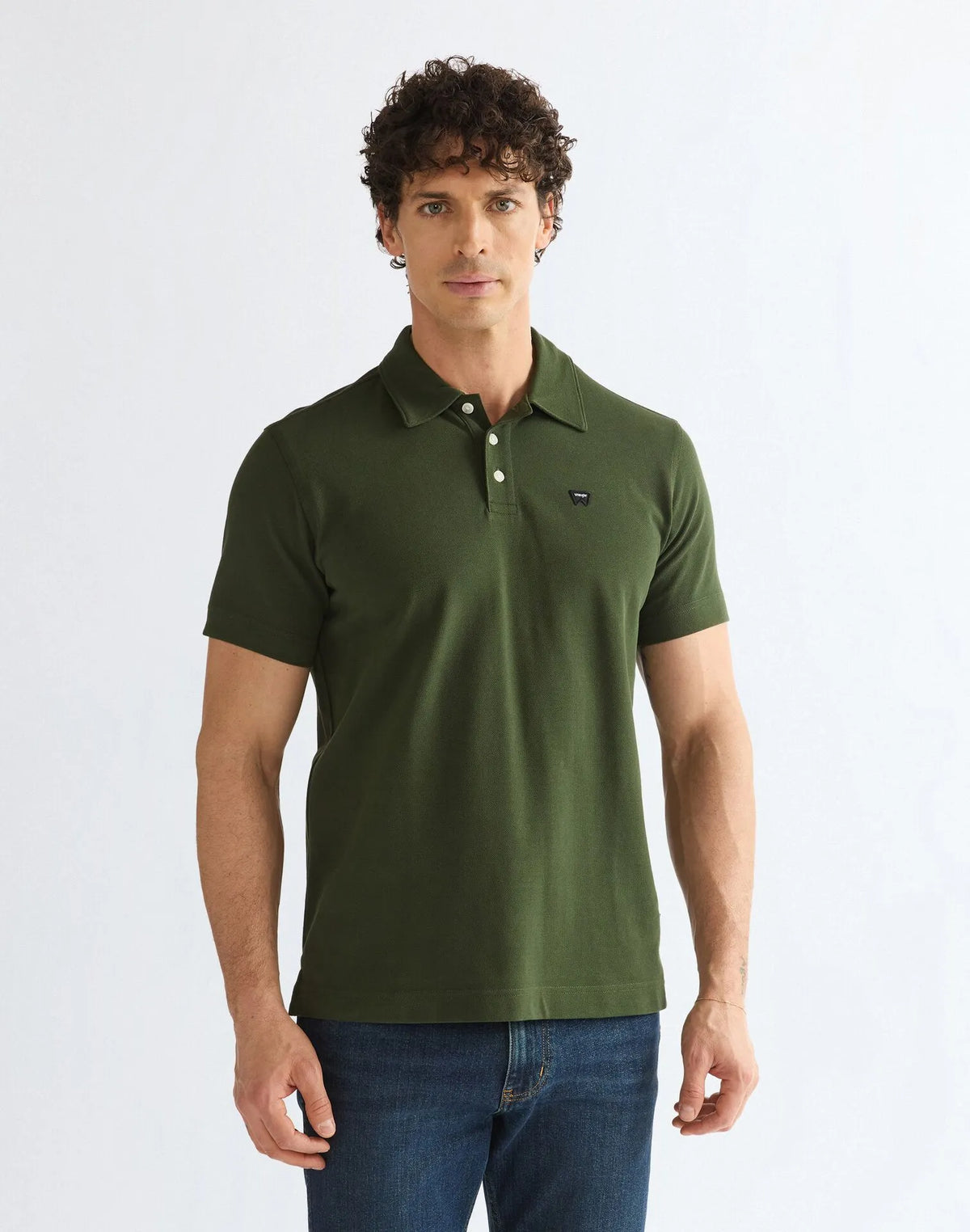 BLUZKI MĘSKIE WRANGLER POLO SHIRT KOMBU GREEN 112386985