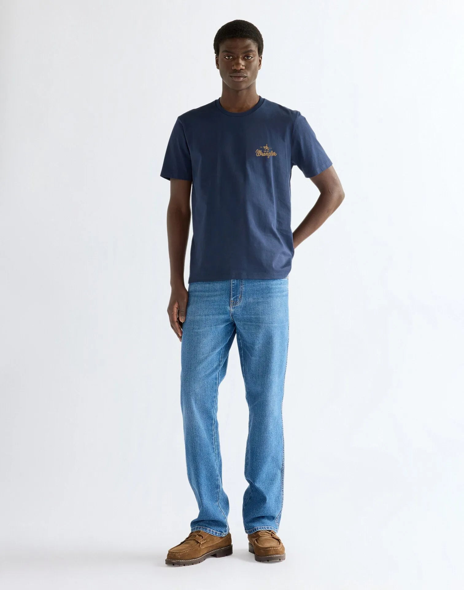 BLUZKI MĘSKIE WRANGLER SMALL GRAPHIC TEE NAVY 112386867