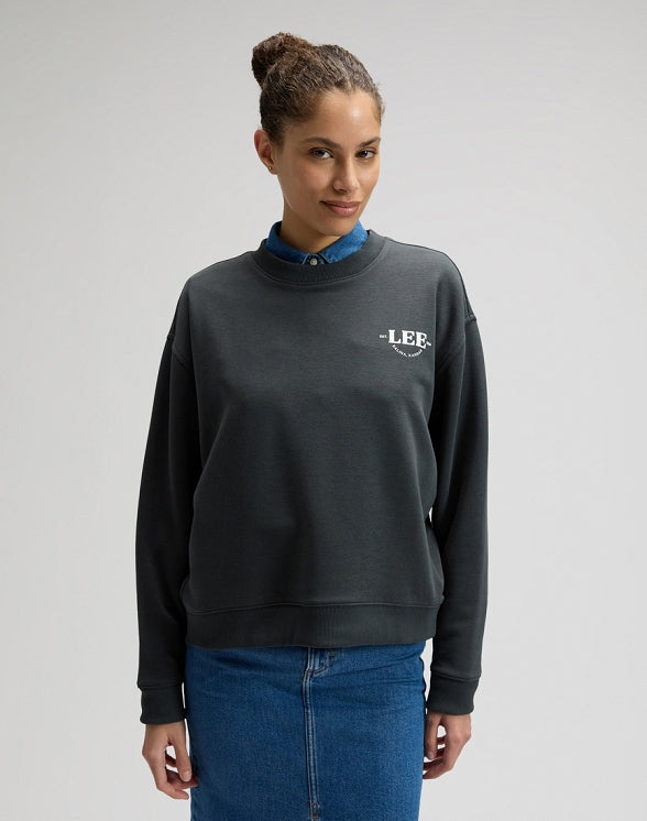 DAMSKA BLUZA LEE LOGO CREW SWS WASHED BLACK 112377768