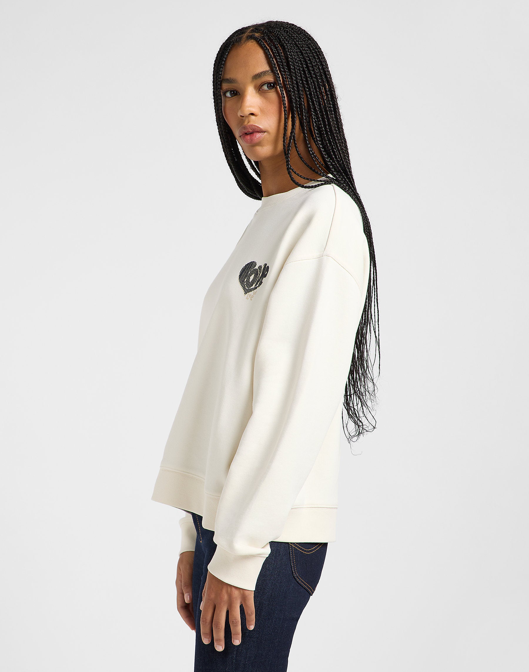Damska Bluza Lee Relaxed Graphic Crew Ecru 112363841