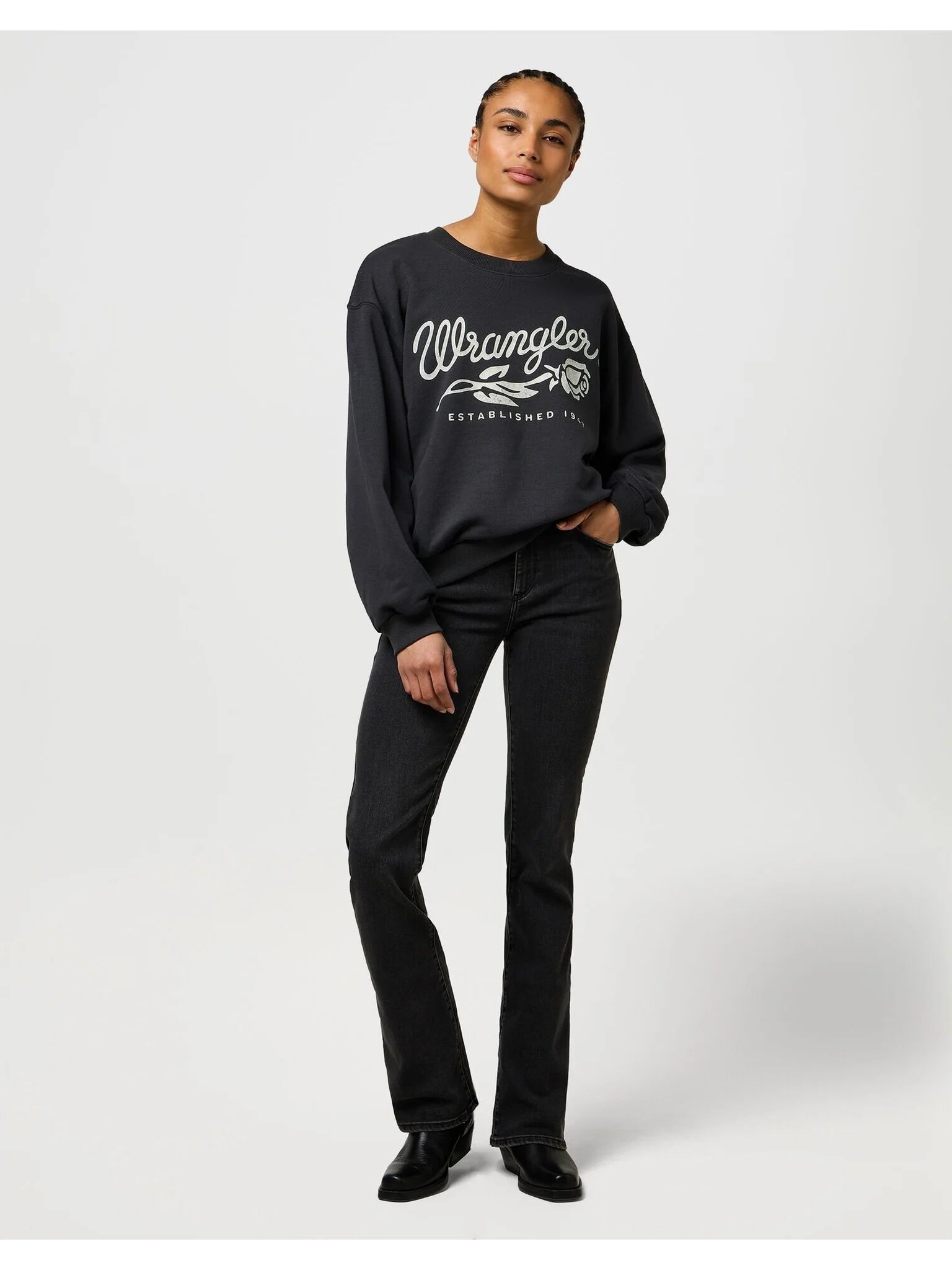 Damska Bluza Wrangler Oversized Sweat Faded Black 112370826
