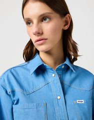 Damska Koszula Jeansowa Wrangler Cut Off Shirt Cotton Candy Blue 112362980