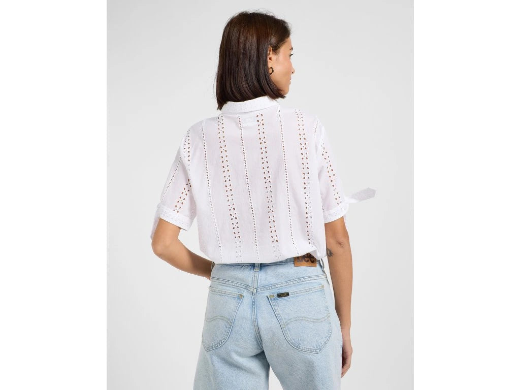 Damska Koszula Lee Camp Tie Sleeve Button Up Bright White 112364115