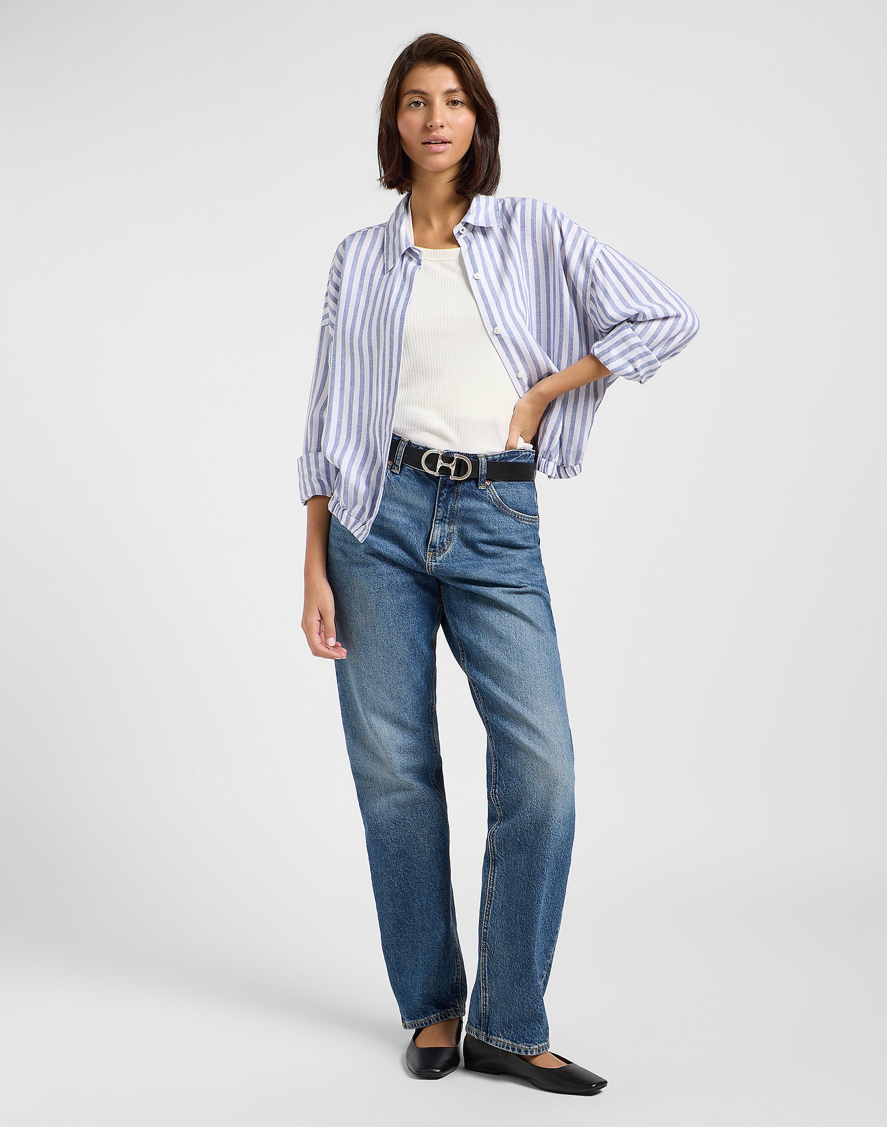 Damska Koszula Lee Elasticated Shirt Surf Blue Stripe 112363503