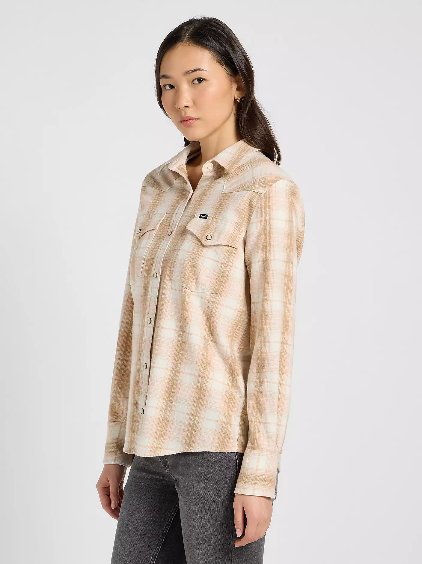 DAMSKA KOSZULA LEE REGULAR WESTERN SHIRT KHAKI PLAID 112370979
