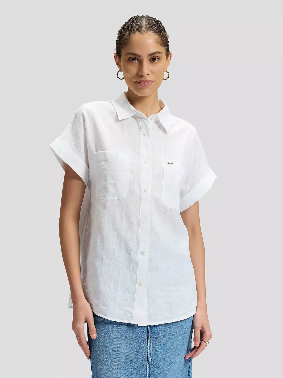 DAMSKA KOSZULA LEE SS LOOSE UTILITY SHIRT BRIGHT WHITE 112376977