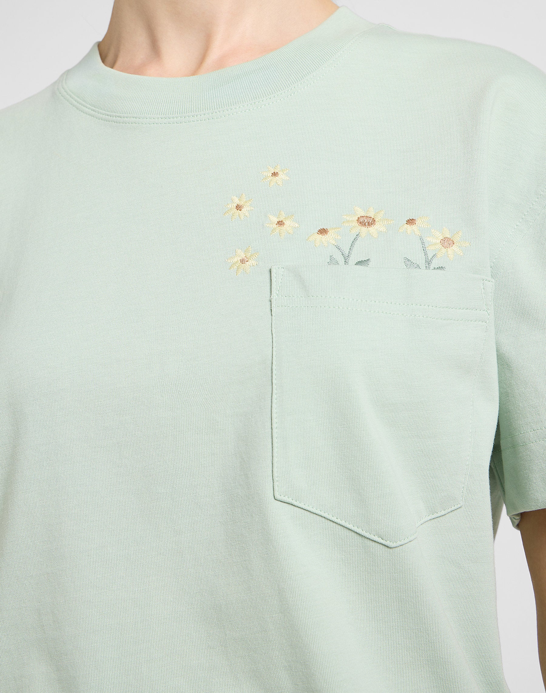 Damska Koszulka Lee Embroidery Pocket Tee Soft Sage 112363833