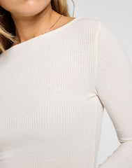 Damska Koszulka Lee Ls Boat Neck Tee Ecru 112355203