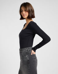 Longsleeve Damski Koszulka Z Długim Rękawem Lee LS Square Neck Black 112370951