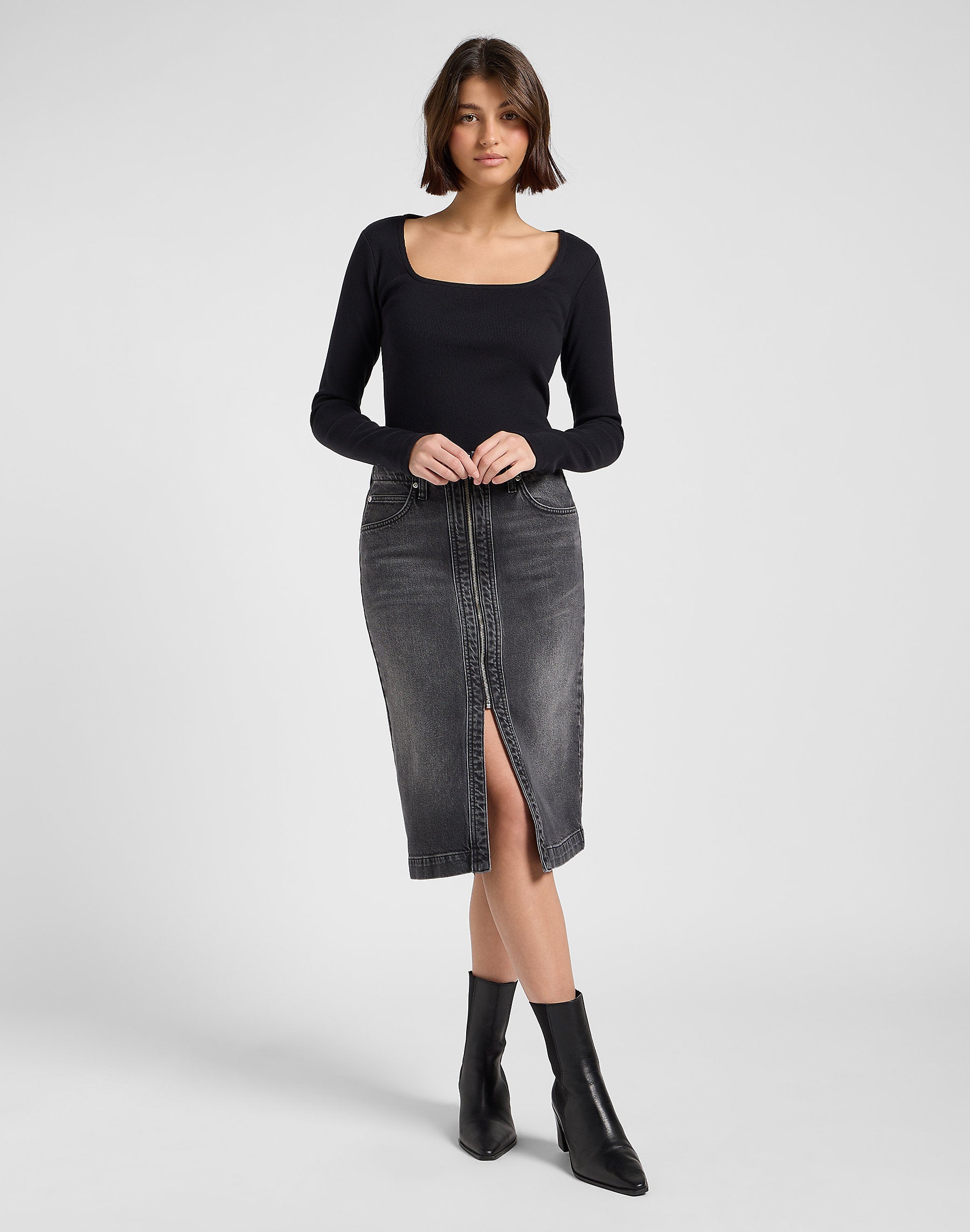 Longsleeve Damski Koszulka Z Długim Rękawem Lee LS Square Neck Black 112370951