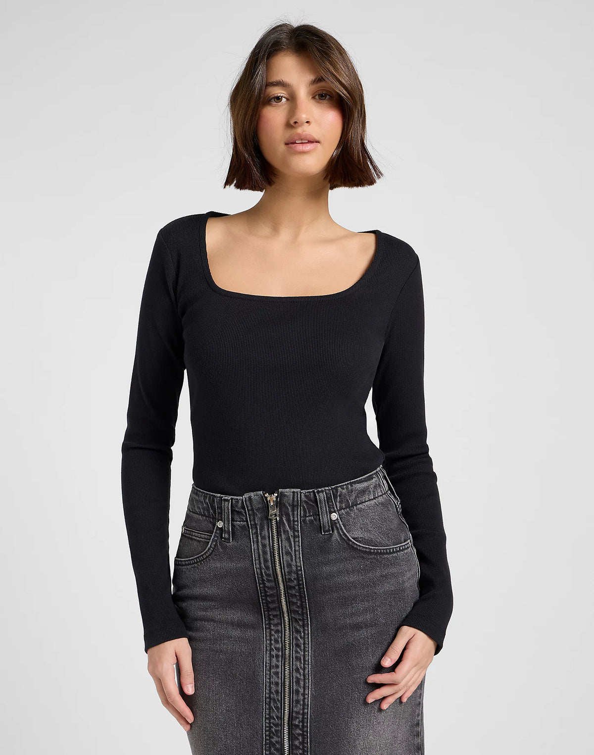 Longsleeve Damski Koszulka Z Długim Rękawem Lee LS Square Neck Black 112370951