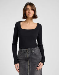 Longsleeve Damski Koszulka Z Długim Rękawem Lee LS Square Neck Black 112370951