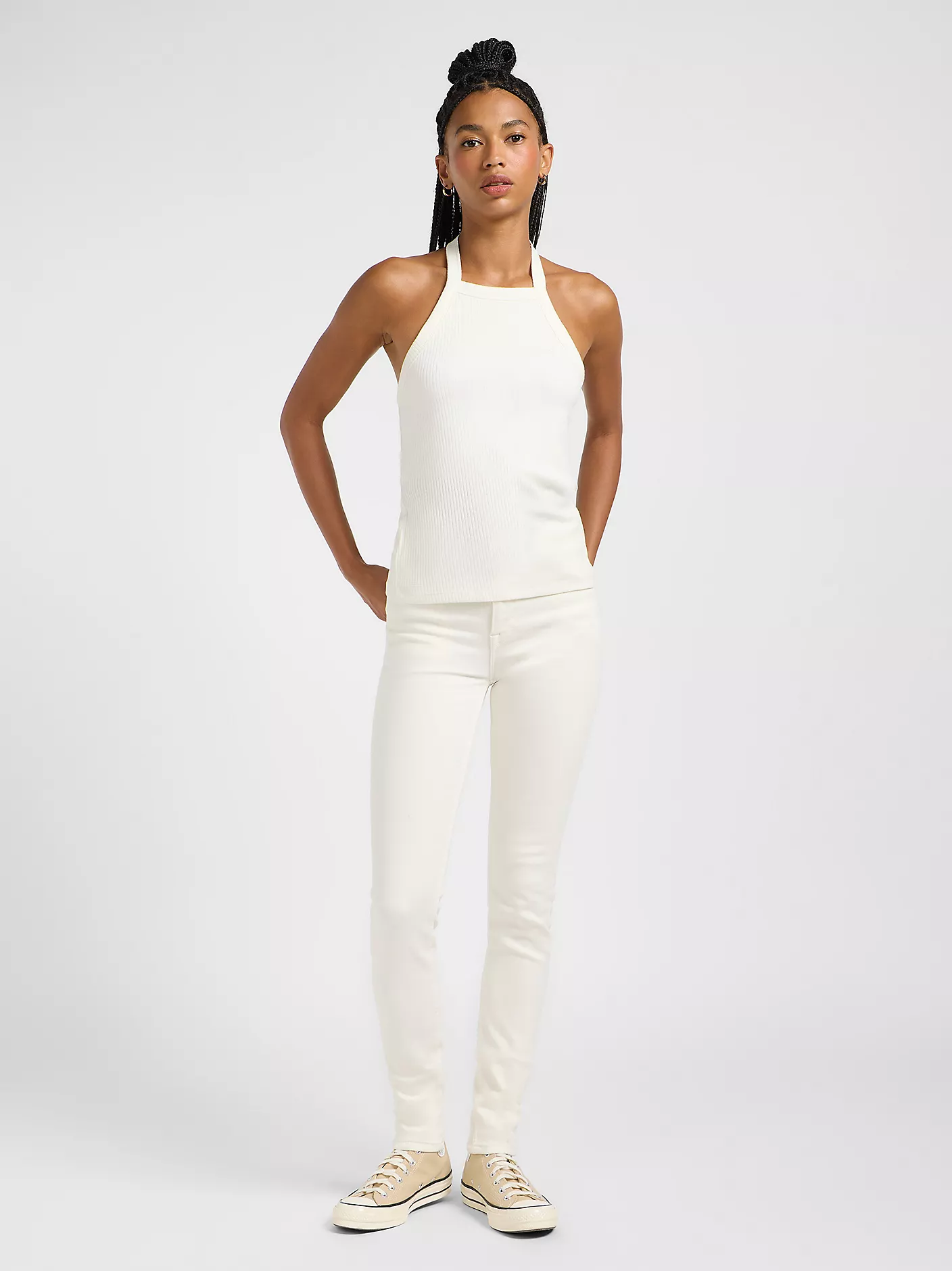 DAMSKA KOSZULKA LEE OPEN BACK HALTER TOP ECRU 112363637