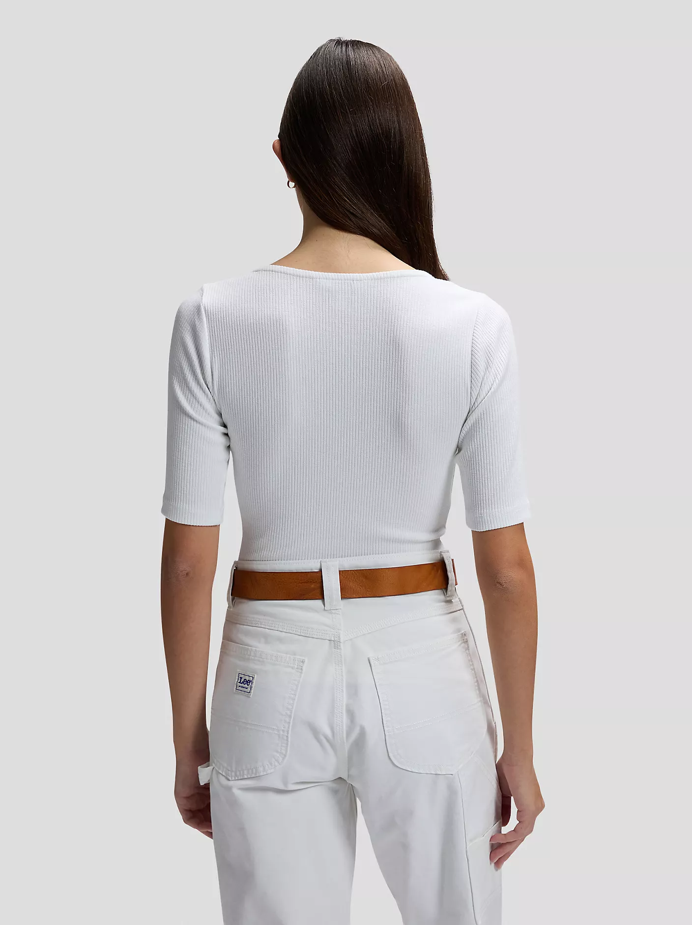 DAMSKA KOSZULKA LEE SS SQUARED NECK BRIGHT WHITE 112377002