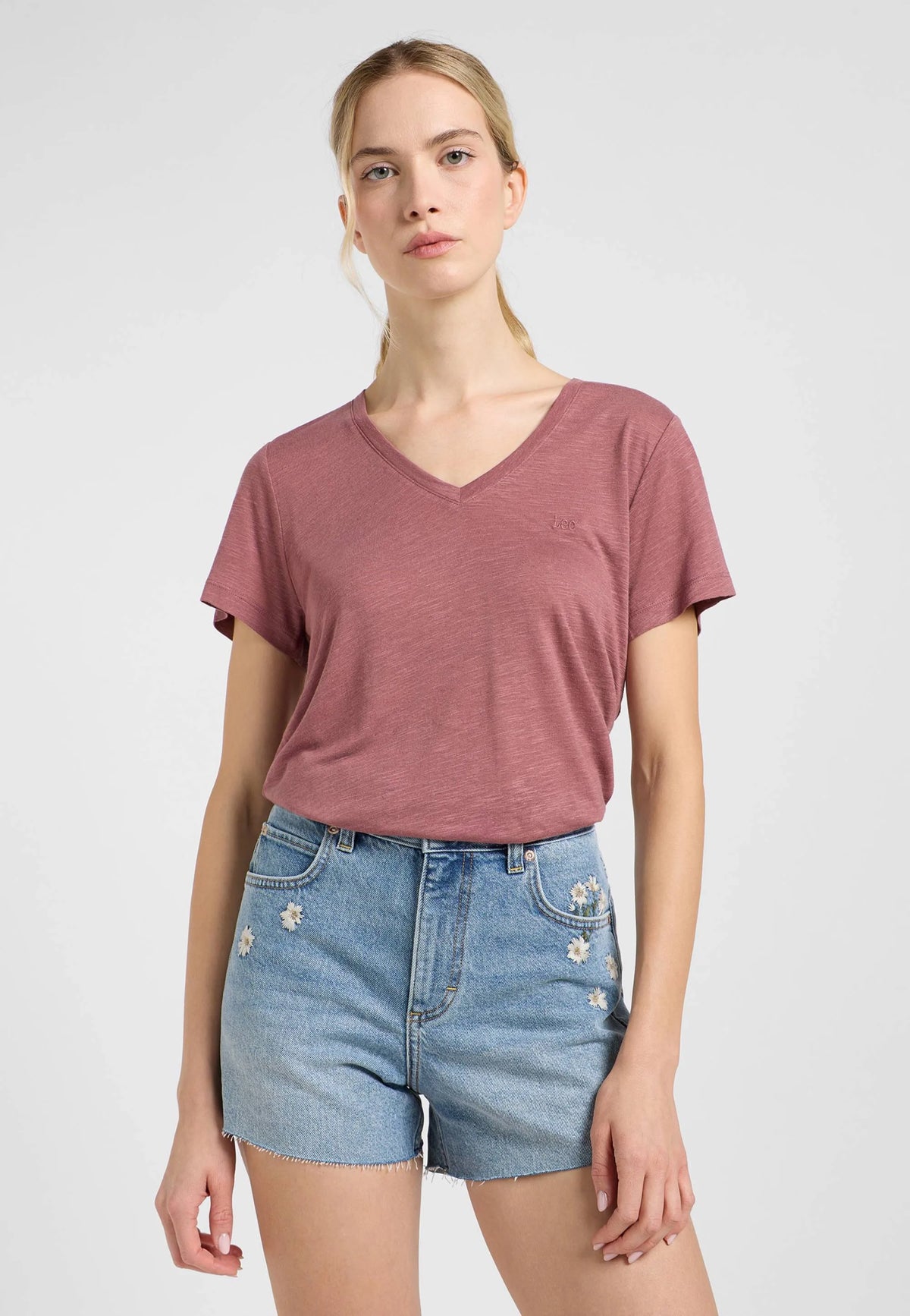 Damska Koszulka Lee V-Neck Tee Henna 112363617
