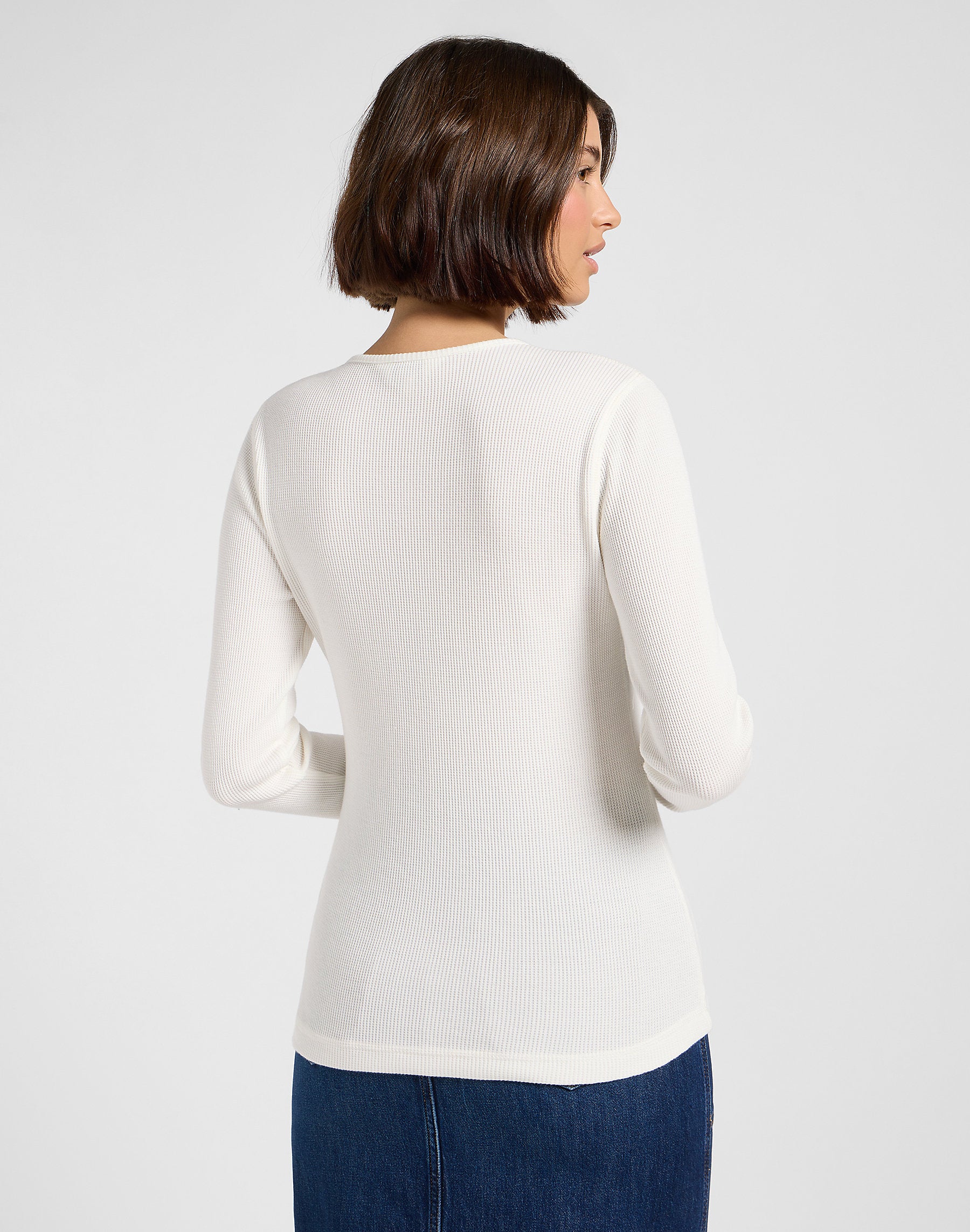 Damska Koszulka Lee Washed Waffle Henley Ecru 112371290