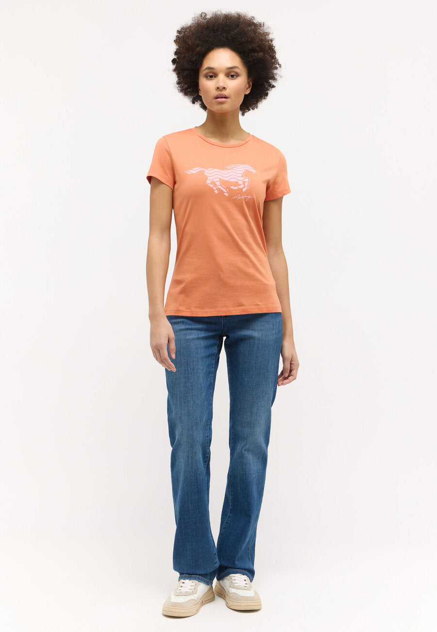 DAMSKA KOSZULKA MUSTANG T-shirty LOGO Loa Dusted Clay 1015161 7265