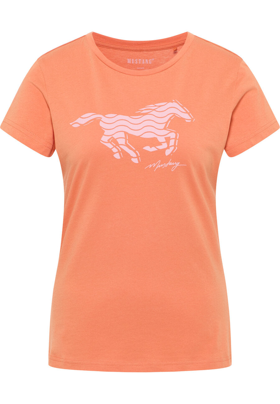 DAMSKA KOSZULKA MUSTANG T-shirty LOGO Loa Dusted Clay 1015161 7265