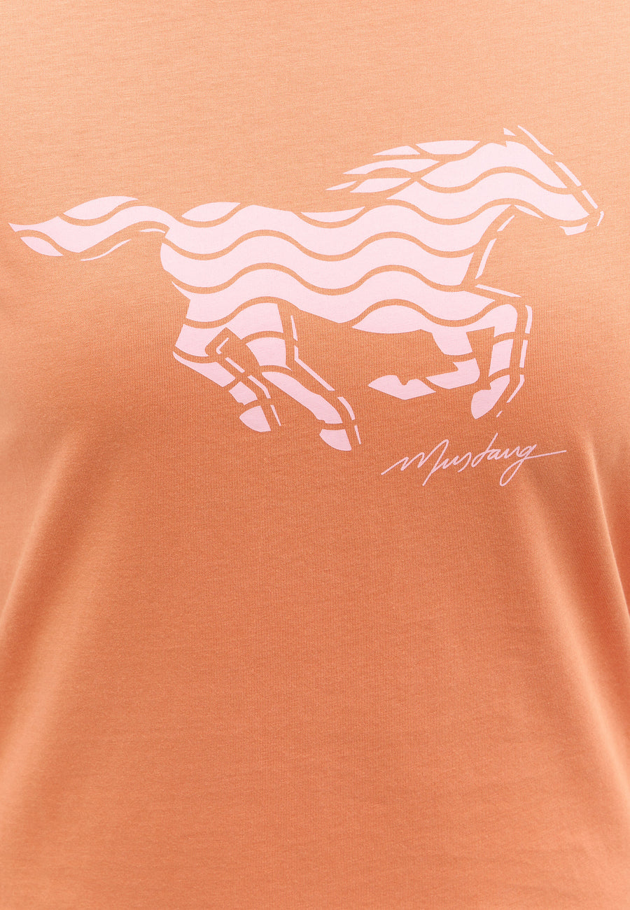 DAMSKA KOSZULKA MUSTANG T-shirty LOGO Loa Dusted Clay 1015161 7265