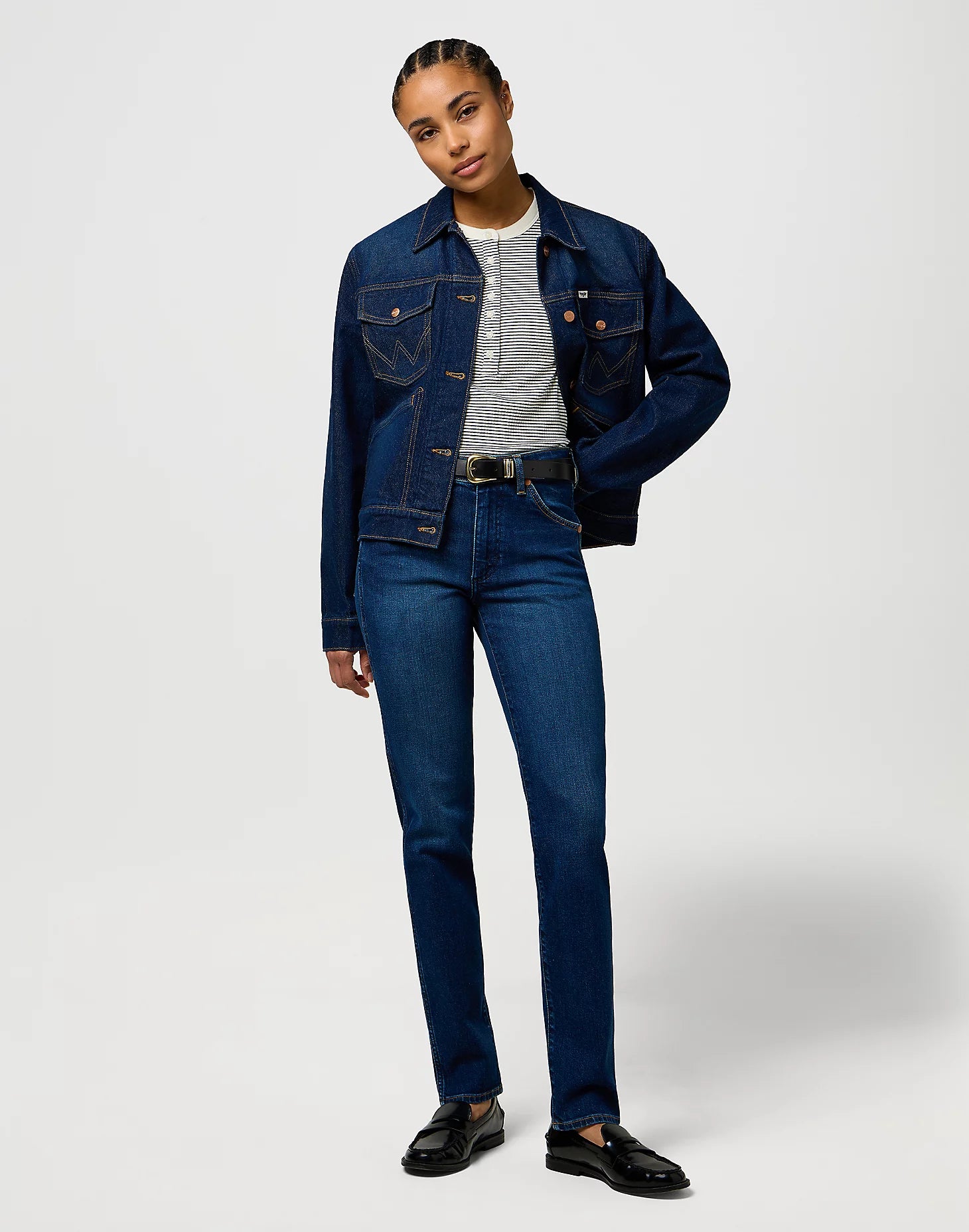 Damska Koszulka Wrangler Femme Knit Henley Navy 112370742