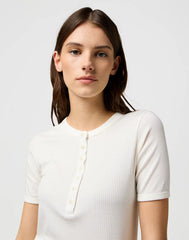Damska Koszulka Wrangler Femme Knit Henley Worn White 112370743