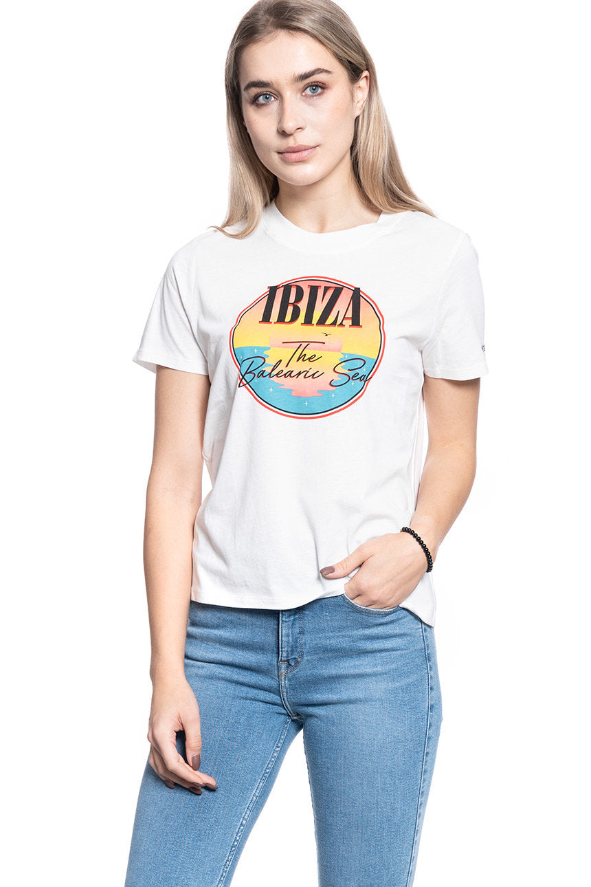 DAMSKA KOSZULKA WRANGLER HIGH RIB REGULAR TEE OFF WHITE W7N9EV737 112131986