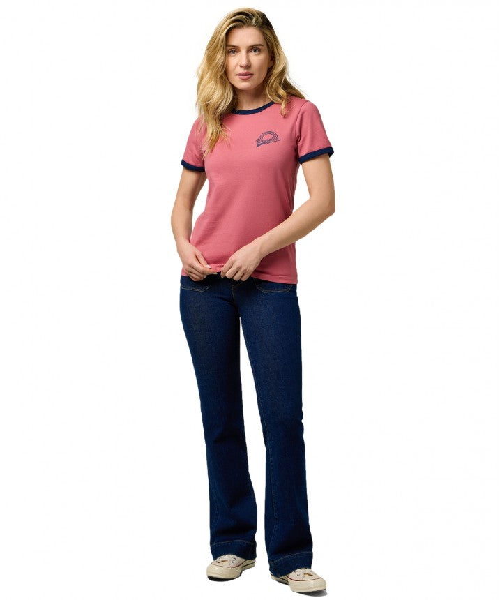 Damska Koszulka Wrangler Ringer Tee Mauvewood 112370817