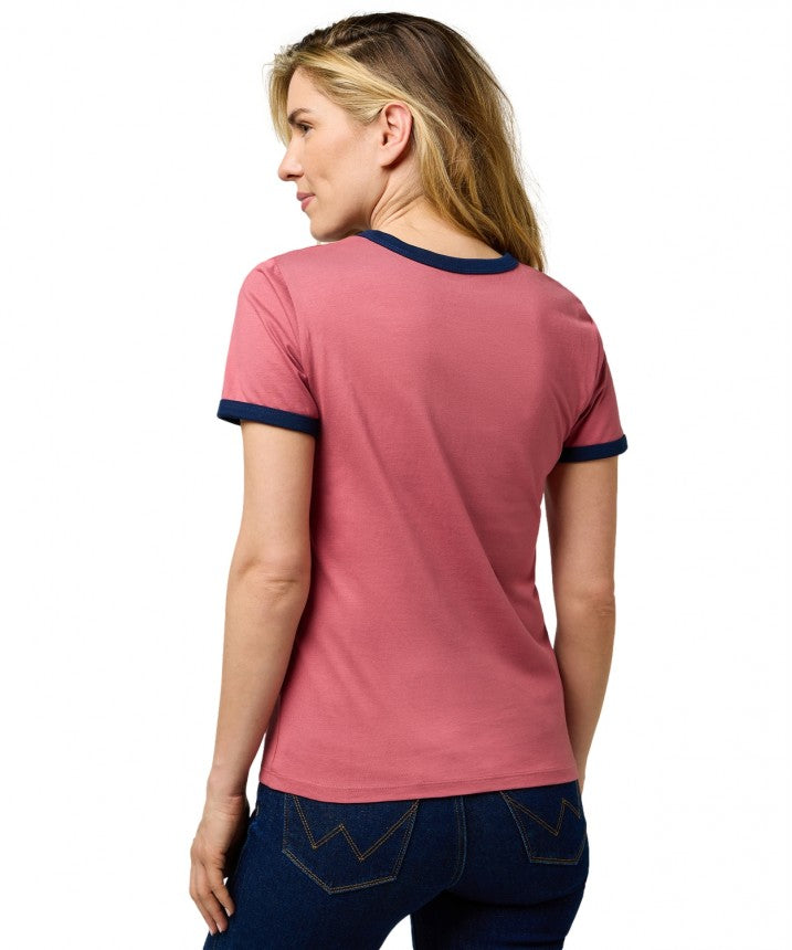 Damska Koszulka Wrangler Ringer Tee Mauvewood 112370817