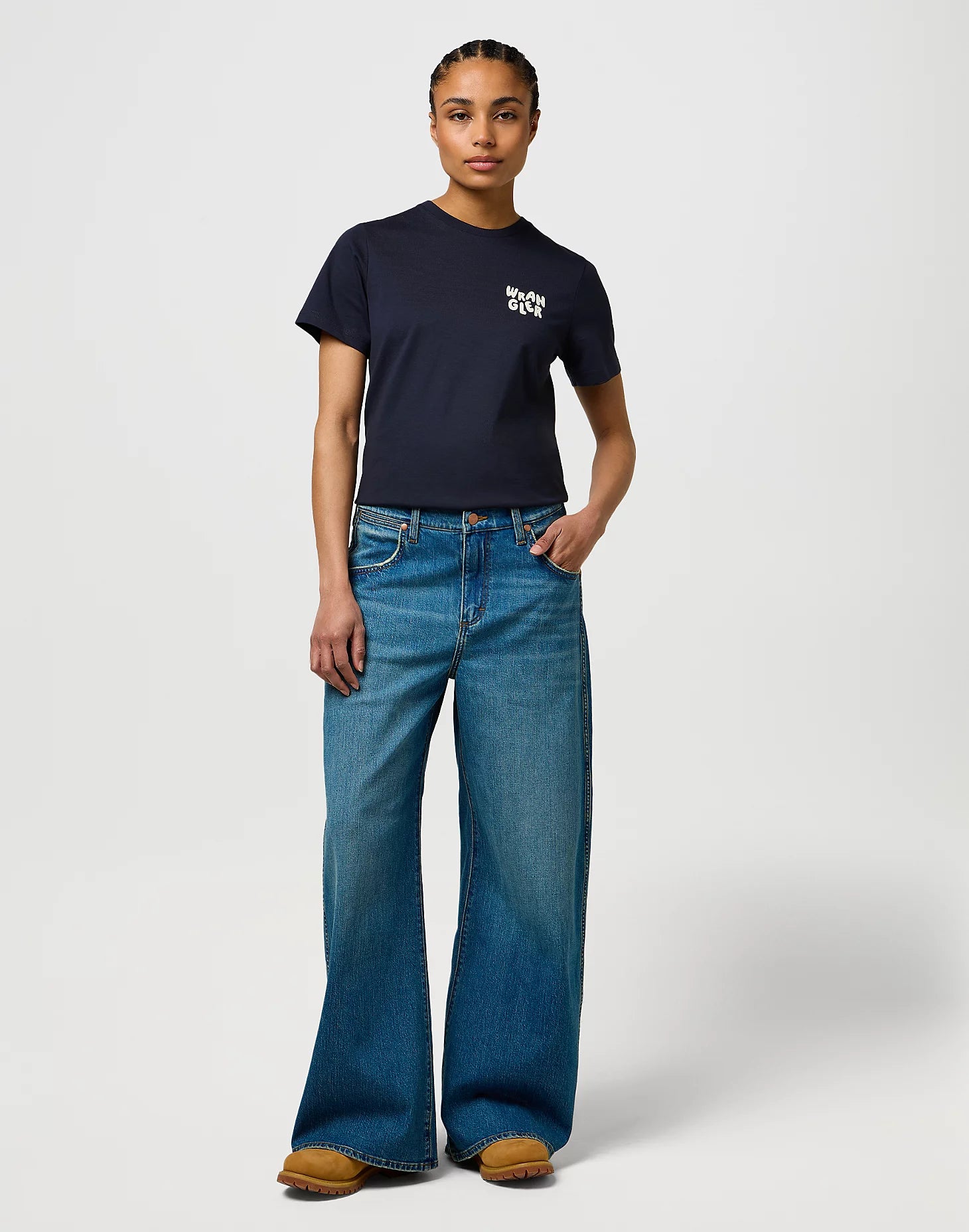 Damska Koszulka Wrangler Sign Off Tee Dark Navy 112370764