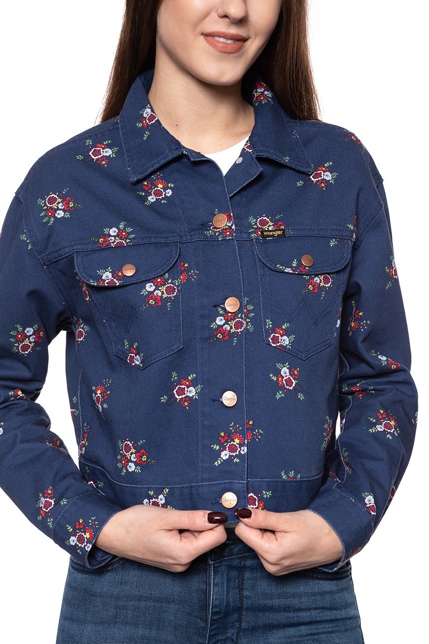 DAMSKA KURTKA JEANSOWA WRANGLER RETRO CROP JACKET BLUE DEPTHS W417WSXJY 112128796
