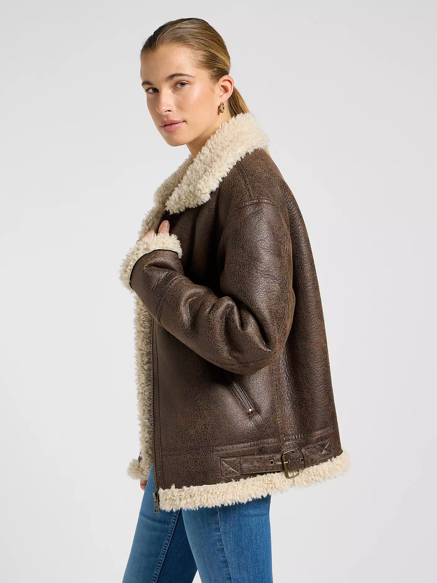 DAMSKA KURTKA LEE AVIATOR JACKET LUXE BROWN 112371079