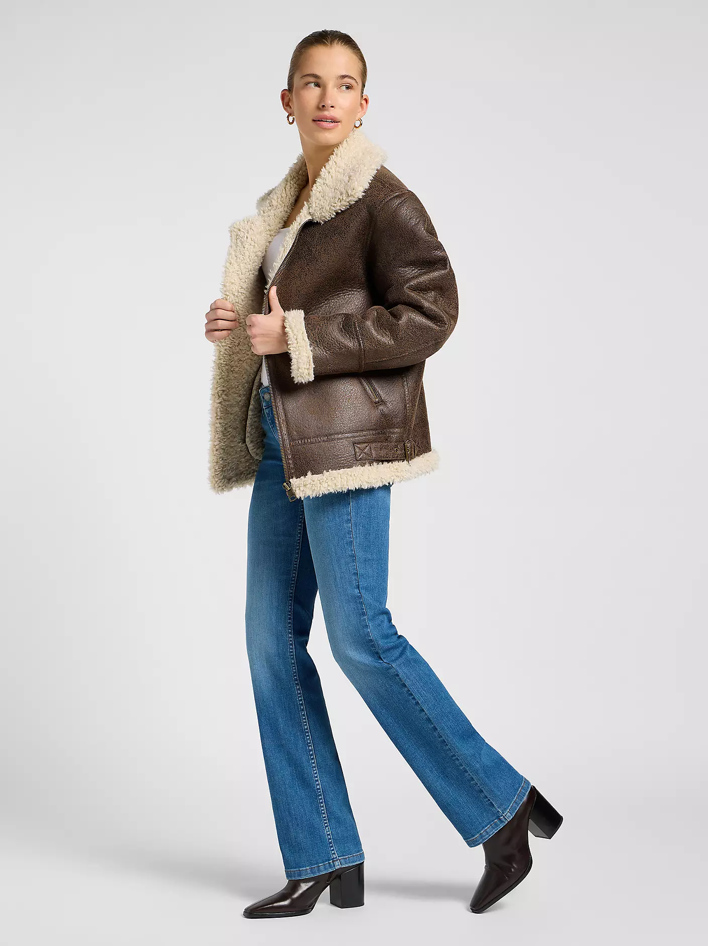 DAMSKA KURTKA LEE AVIATOR JACKET LUXE BROWN 112371079