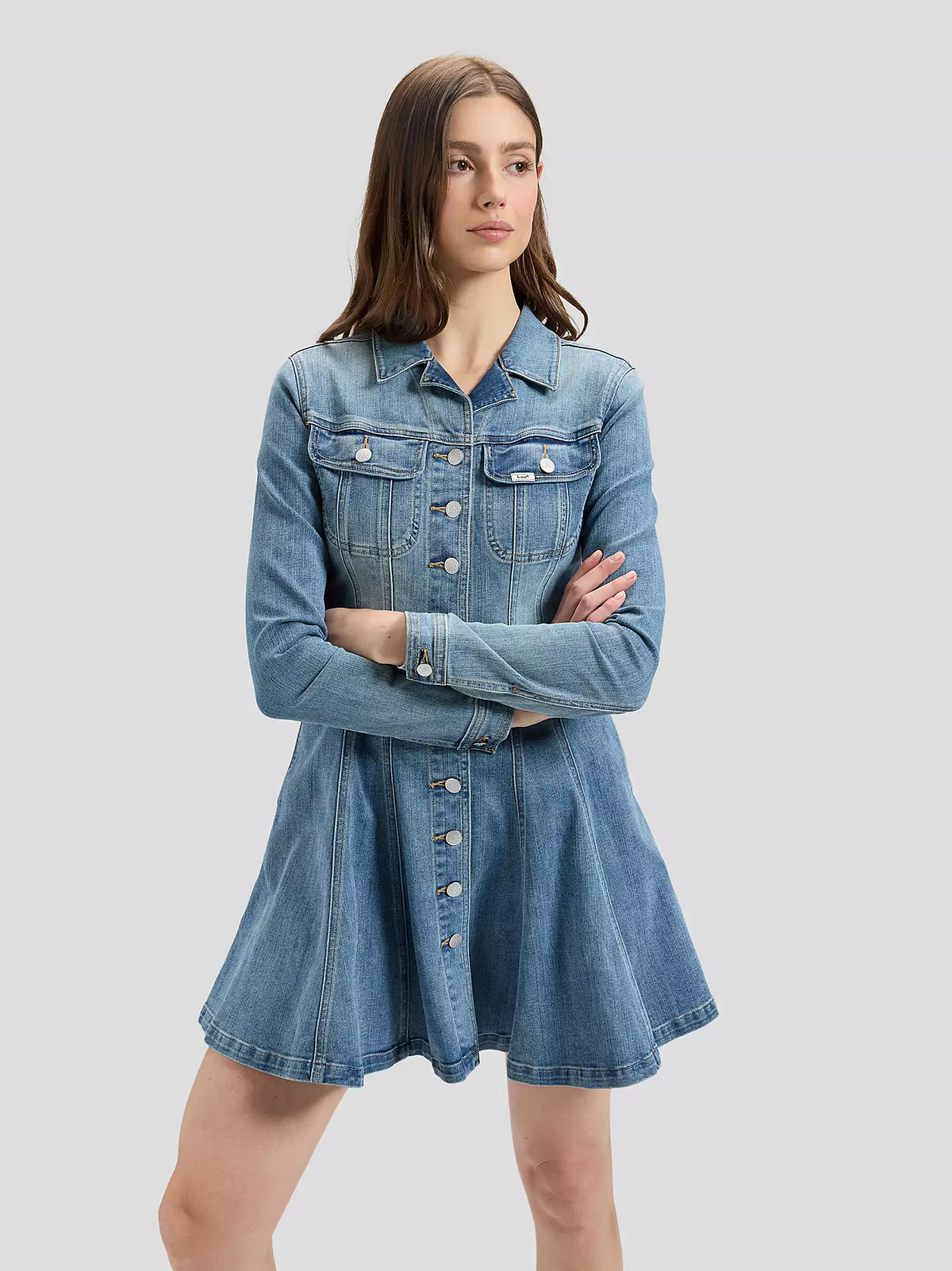 DAMSKA SUKIENKA JEANSOWA LEE LS FITTED DRESS DARK SHADE 112385521