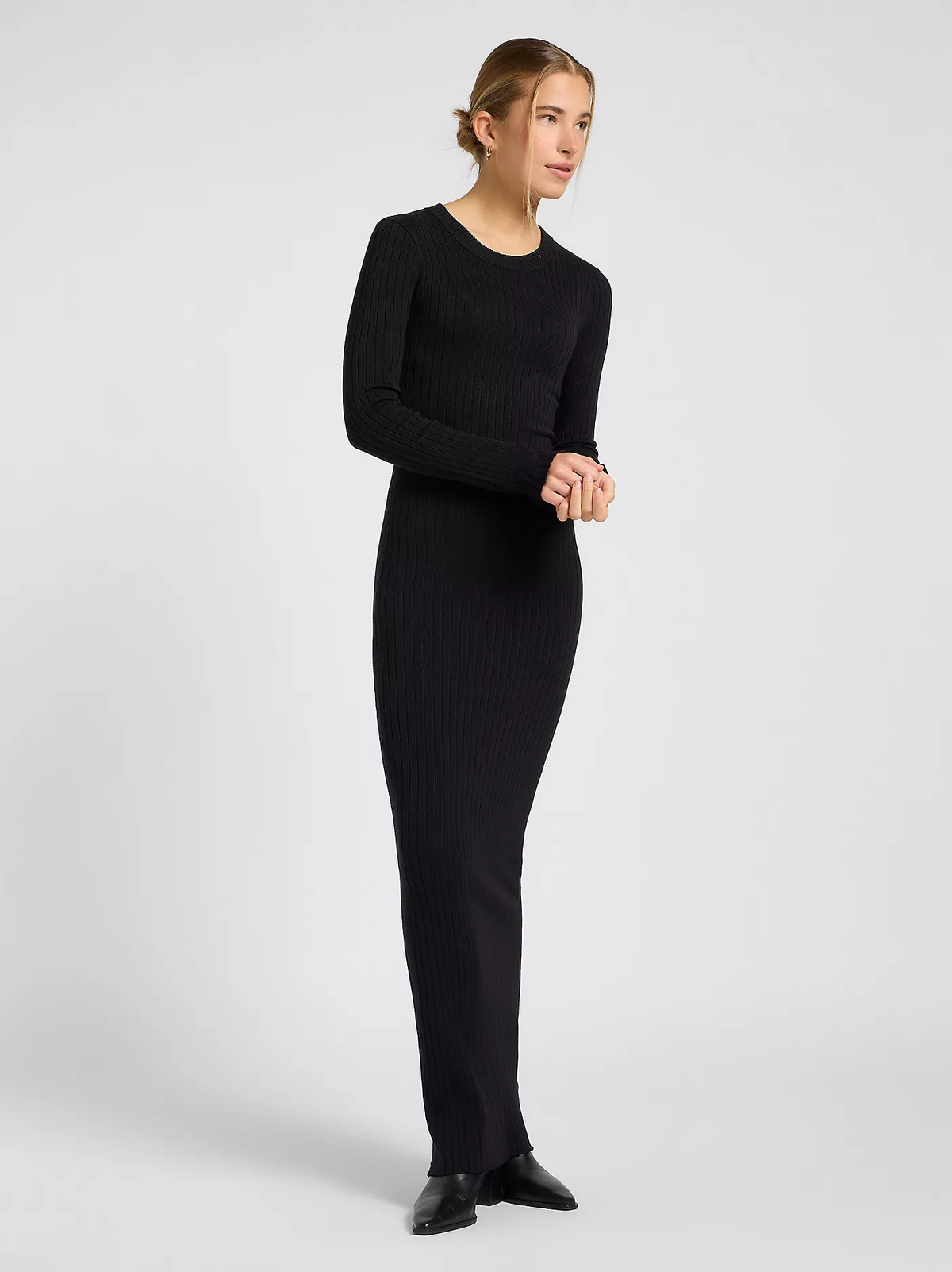 DAMSKA SUKIENKA MATERIAŁOWA LEE CREW NECK MAXI DRESS UNIONALL BLACK 112371664