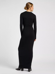 DAMSKA SUKIENKA MATERIAŁOWA LEE CREW NECK MAXI DRESS UNIONALL BLACK 112371664