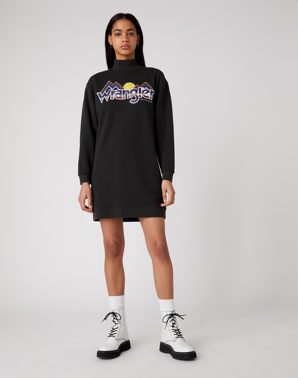 DAMSKA SUKIENKA WRANGLER HIGH NECK SWEAT DRES FADED BLACK W9P2HNXV6 112132452