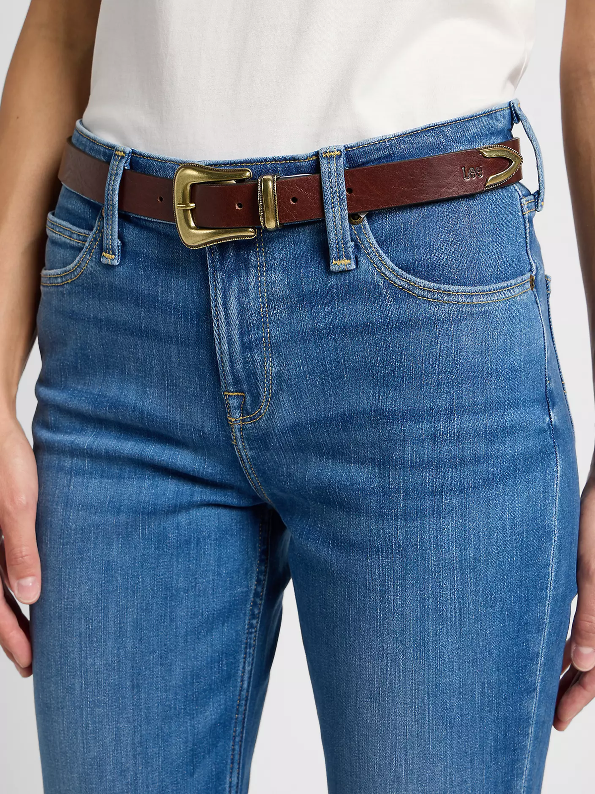 DAMSKI PASEK LEE BUCKLE BELT DARK BROWN 112358307